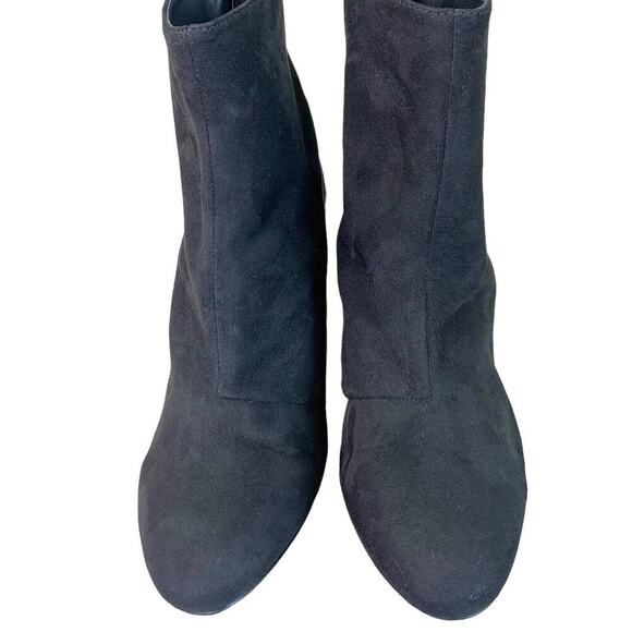 Qupid Vegan Suede Ankle Booties Back Zipper Block High Heel Women Size 9 Black - Picture 2 of 12